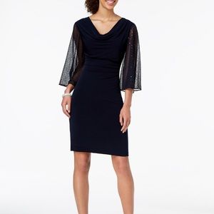 NWT: Cowl-neck statement sleeve dress Navy